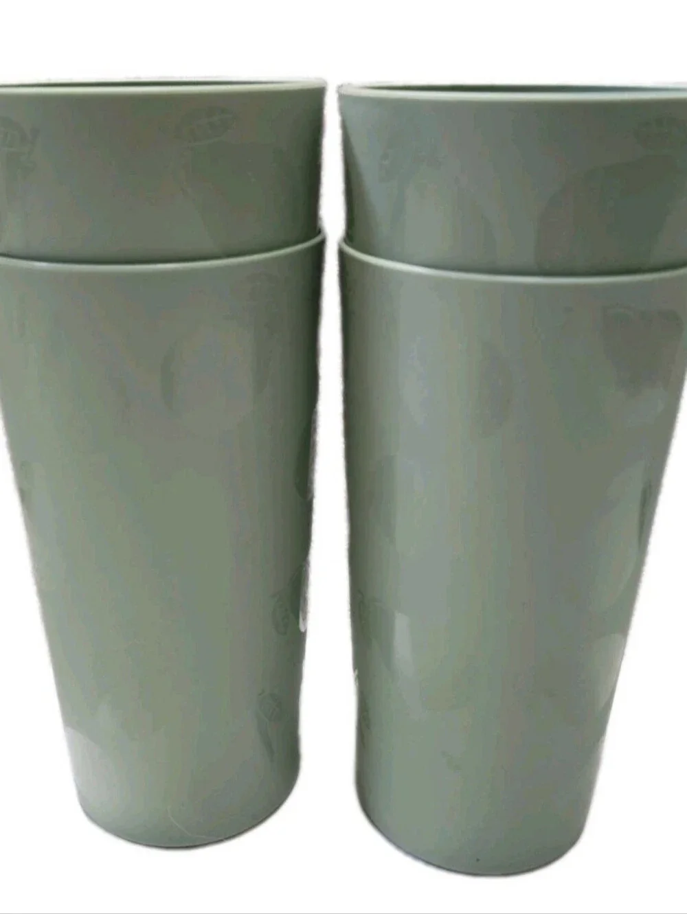 • Set of 4 | MAINSTAYS 26-oz Tumblers Etched Pears Plastic BPA Free • Green